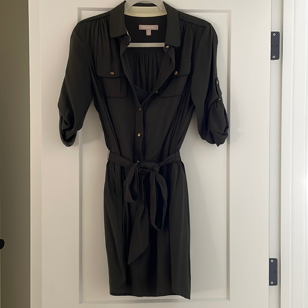 Army green shirt dress with pockets